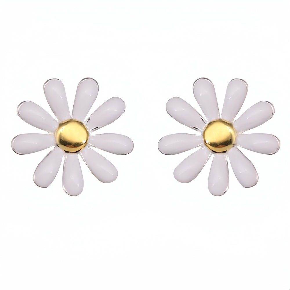 Solid Silver Daisy Flower Screw Back Studs Earrin… - image 8